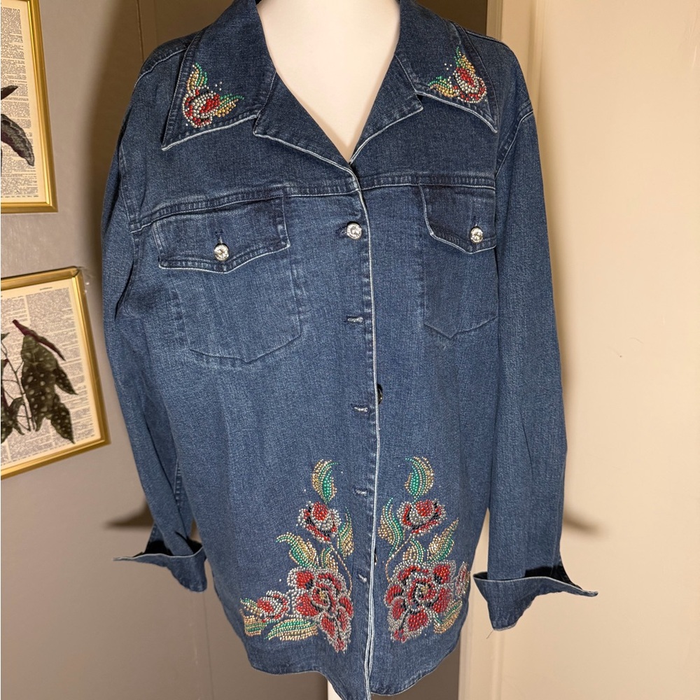 Embroidered Floral‎ Denim Jacket